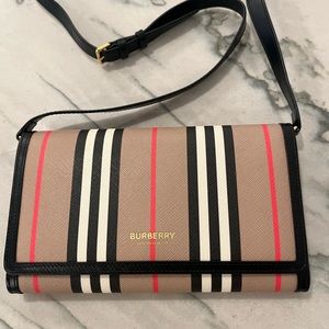 Burberry Icon Stripe E-Canvas Wallet with Detachable Strap